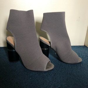 Grey open toe booties